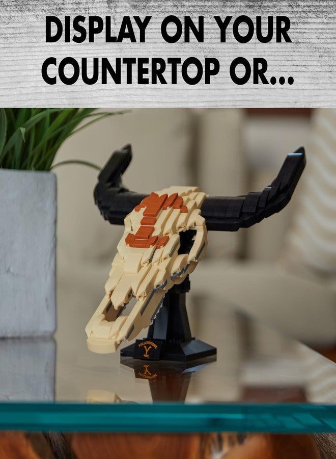 Brickcraft Officially Licensed Yellowstone TV Show Cow Steer Skull with Table & Wall Mount Included 563 Pieces Multicolored Brick Building Set - Image 3